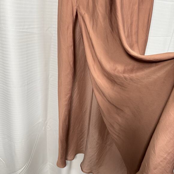 Intimately Free People Women's Hadley Maxi Slip Dress Cocoa Brown Satin Size M - Picture 6 of 11